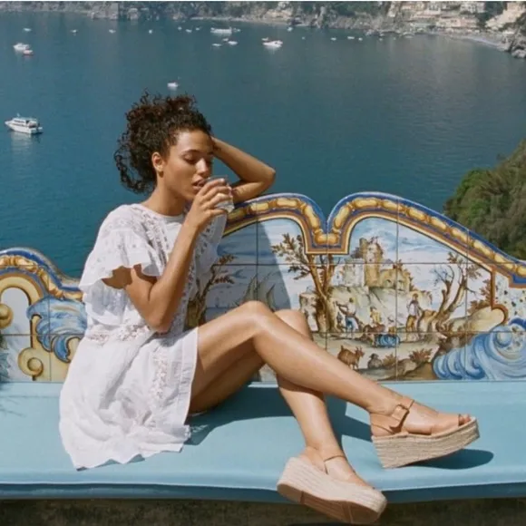 Soludos Anthropologie Minorca High Platform Espadrille Sandals Tan Size 11