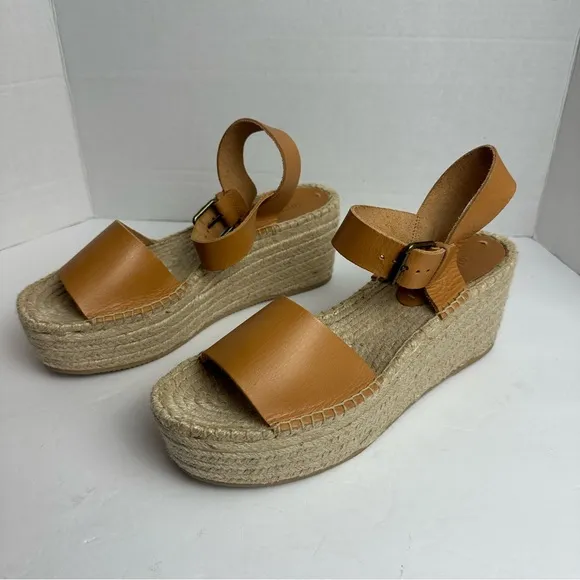 Soludos Anthropologie Minorca High Platform Espadrille Sandals Tan Size 11