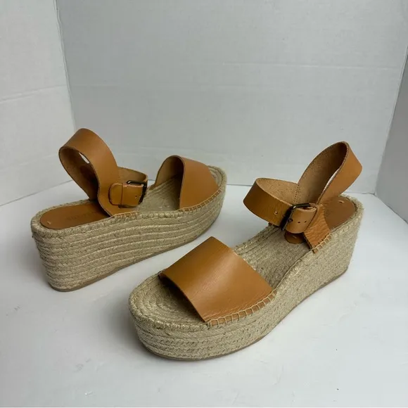 Soludos Anthropologie Minorca High Platform Espadrille Sandals Tan Size 11