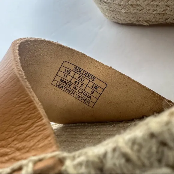 Soludos Anthropologie Minorca High Platform Espadrille Sandals Tan Size 11