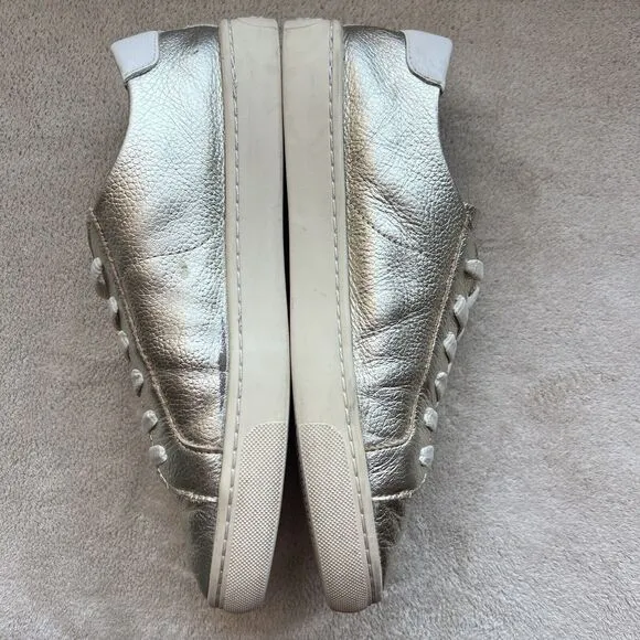 Soludos Ibiza Soft Gold Leather Lace Up Fashion Sneaker Shoes Women US 8.5 EU 39