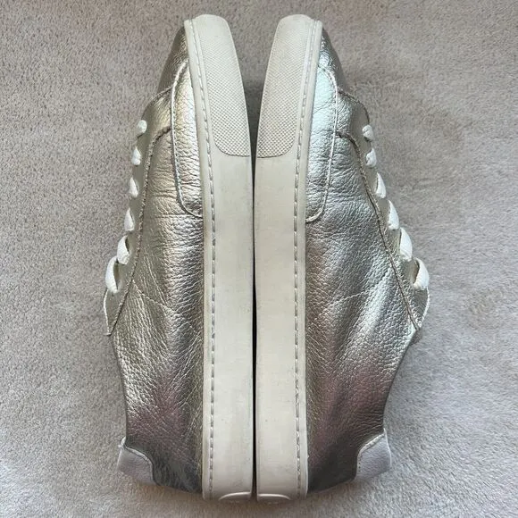 Soludos Ibiza Soft Gold Leather Lace Up Fashion Sneaker Shoes Women US 8.5 EU 39