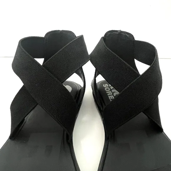 SOREL | Black Leather | Flat Sandals