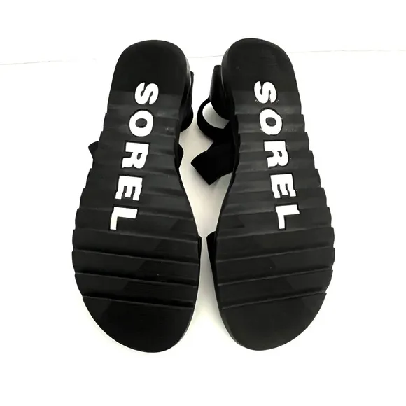 SOREL | Black Leather | Flat Sandals
