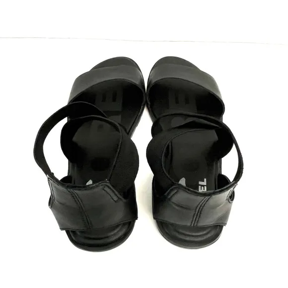 SOREL | Black Leather | Flat Sandals