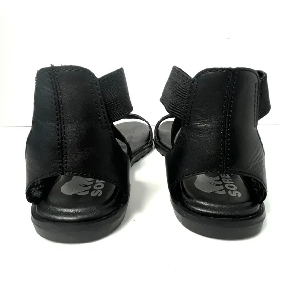 SOREL | Black Leather | Flat Sandals