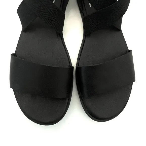SOREL | Black Leather | Flat Sandals