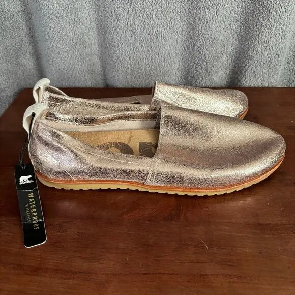 Sorel Ella Loafers Flats Shoes Womens Size 8.5  Rose Gold Leather Casual NWOB