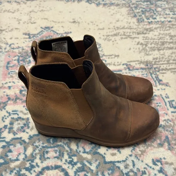 Sorel Evie Leather Ankle Boots In Taffy - Gum Size 9.5 Winter Outdoor Classic