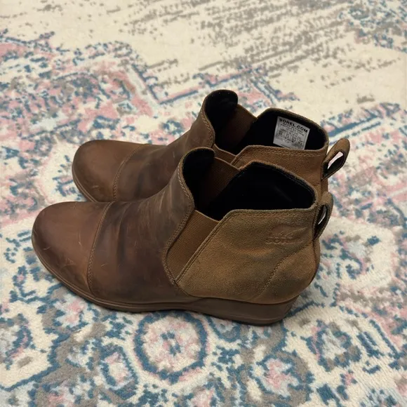 Sorel Evie Leather Ankle Boots In Taffy - Gum Size 9.5 Winter Outdoor Classic
