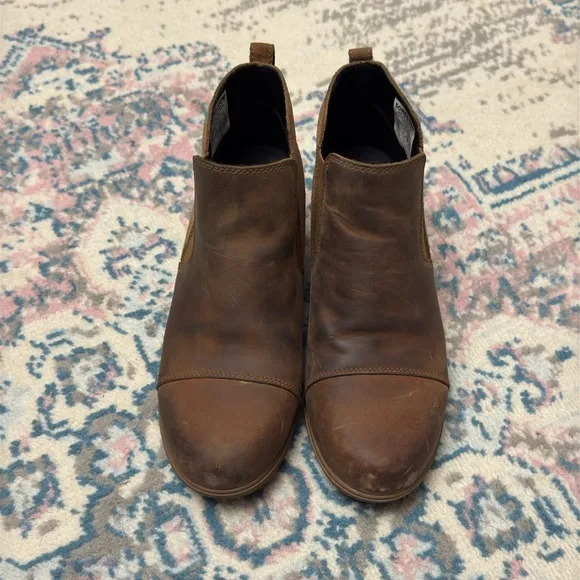 Sorel Evie Leather Ankle Boots In Taffy - Gum Size 9.5 Winter Outdoor Classic