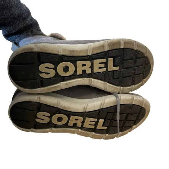 Sorel Explorer Joan Quarry Gray Suede Lace Up Boots Size 10