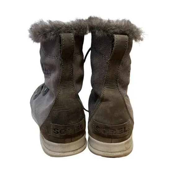 Sorel Explorer Joan Quarry Gray Suede Lace Up Boots Size 10