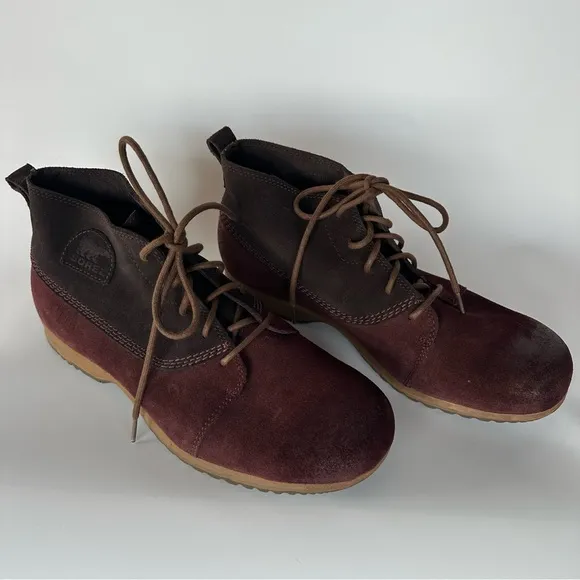 Sorel Greely Men 13 Boots Brown Burgundy Chukka Ankle Suede Lace Up