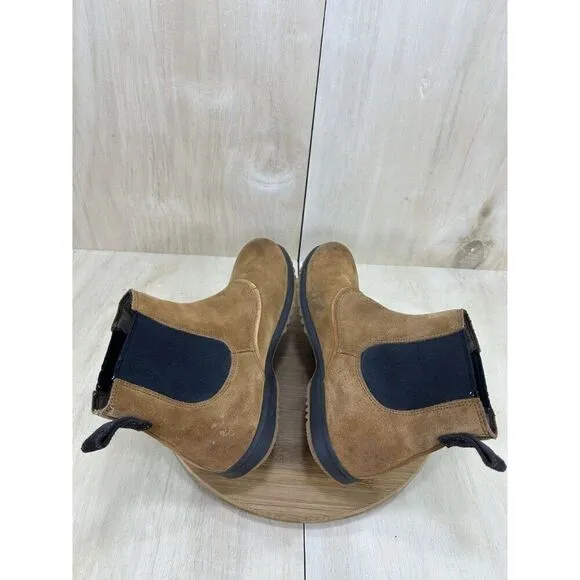 Sorel Greely Elk Brown Leather Slip On Chelsea Ankle Boots Mens Size 11