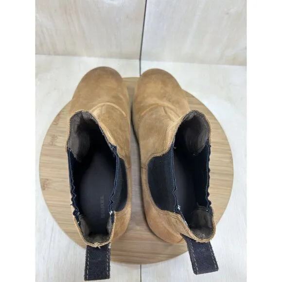 Sorel Greely Elk Brown Leather Slip On Chelsea Ankle Boots Mens Size 11