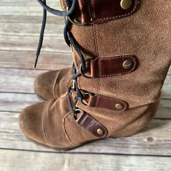 Sorel Joan Artic Wedge Suede Leather Tall Boots Sz 7