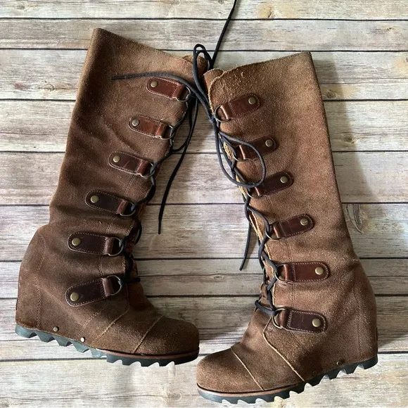 Sorel Joan Artic Wedge Suede Leather Tall Boots Sz 7