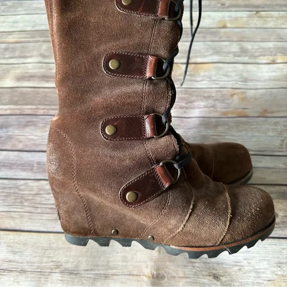Sorel Joan Artic Wedge Suede Leather Tall Boots Sz 7