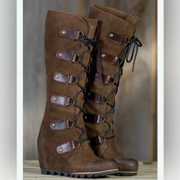 Sorel Joan Artic Wedge Suede Leather Tall Boots Sz 7