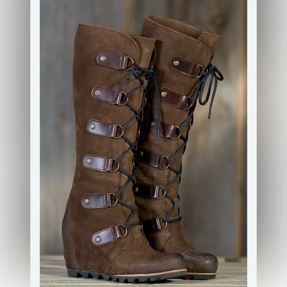 Sorel Joan Artic Wedge Suede Leather Tall Boots Sz 7