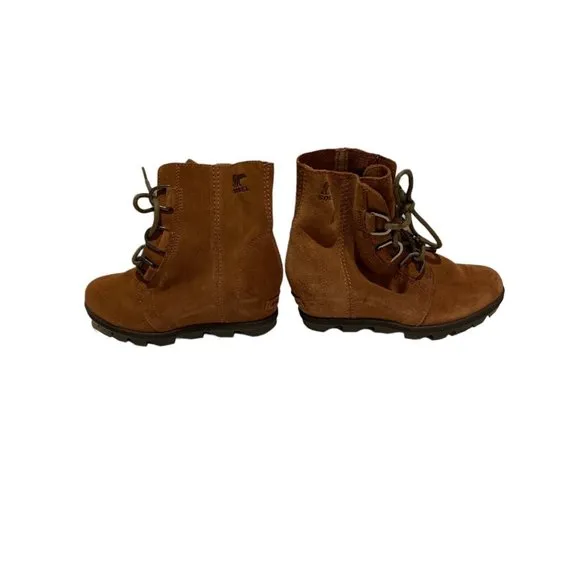 Sorel Joan of Attic Girls Wedge Suede Brown Boots Size 4
