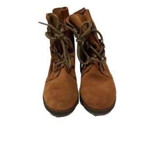 Sorel Joan of Attic Girls Wedge Suede Brown Boots Size 4