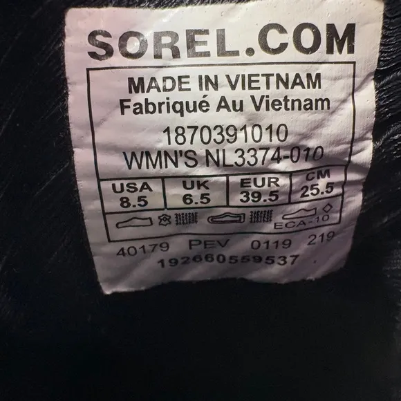 Sorel Kinetic Sneak Black NL3374 Fashion Sneakers Women's Size 8.5