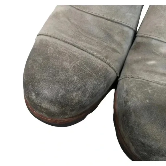 Sorel Lea Wedge NL2704-089 Gray Leather Ankle Booties Boots Size 8 Heel