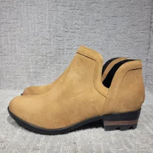Sorel Lolla Cut Out Women's Size 10 US Tan Suede Ankle Bootie Boots NL 2809-224