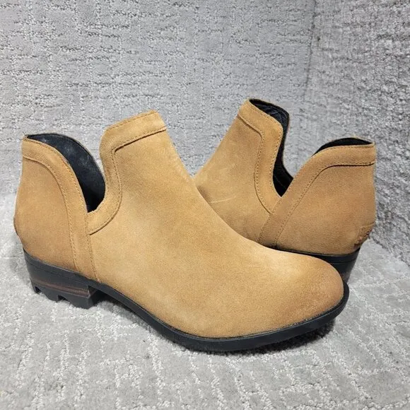 Sorel Lolla Cut Out Women's Size 10 US Tan Suede Ankle Bootie Boots NL 2809-224