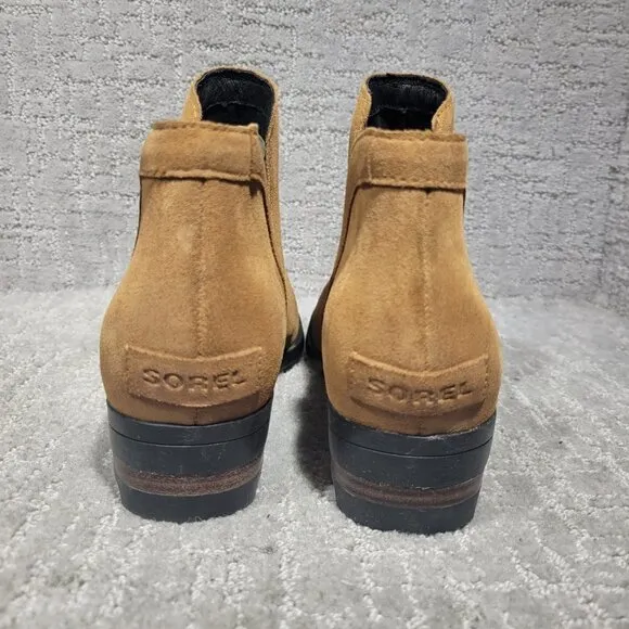 Sorel Lolla Cut Out Women's Size 10 US Tan Suede Ankle Bootie Boots NL 2809-224