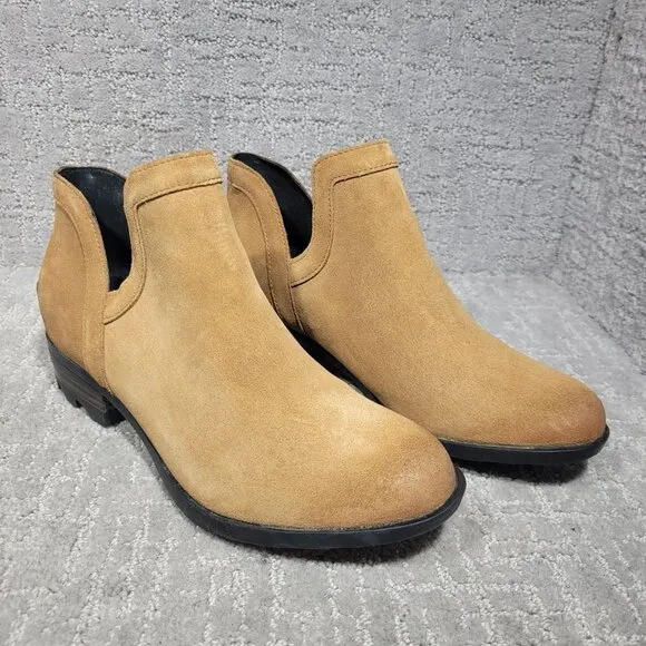 Sorel Lolla Cut Out Women's Size 10 US Tan Suede Ankle Bootie Boots NL 2809-224