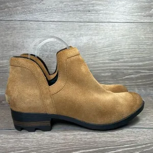 Sorel Lolla Cut Out Women’s Size 9.5 Chestnut Suede Slip On Ankle Boots