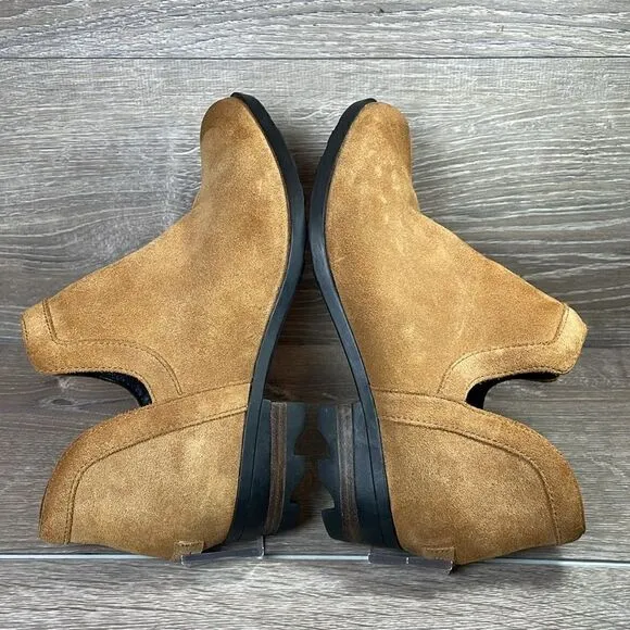 Sorel Lolla Cut Out Women’s Size 9.5 Chestnut Suede Slip On Ankle Boots