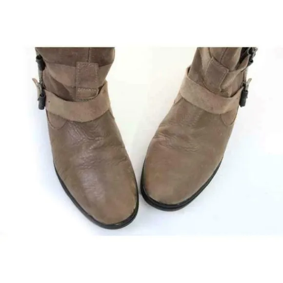 Sorel Major moto boots tan taupe womens slip on leather sz 10