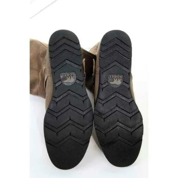 Sorel Major moto boots tan taupe womens slip on leather sz 10