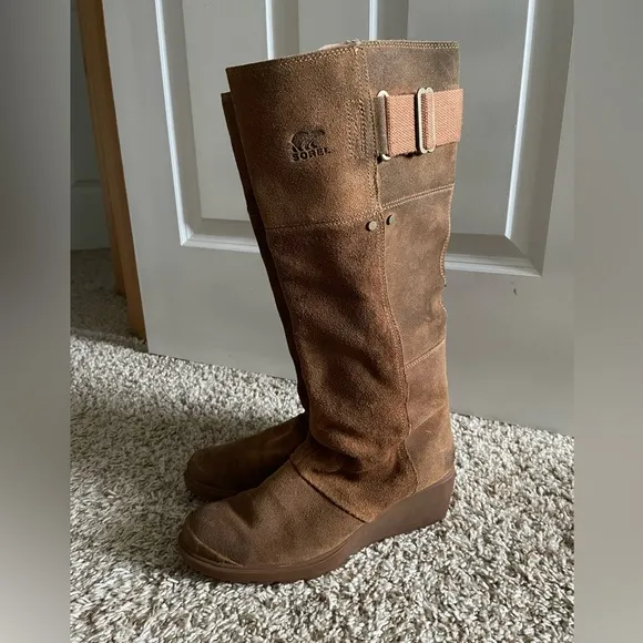 Sorel Tall Brown Toronto Slouchy Wedge Boots Size 9.5