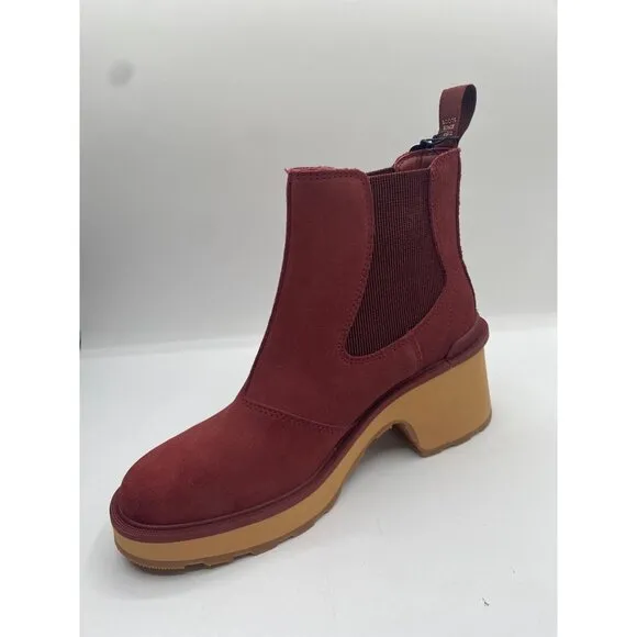 Sorel Women's Brown Hi Line Heel Round Toe Slip On Chelsea Boots NWB