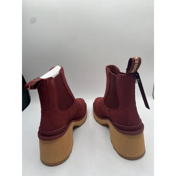 Sorel Women's Brown Hi Line Heel Round Toe Slip On Chelsea Boots NWB