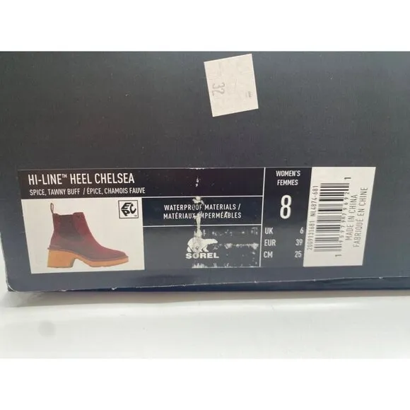 Sorel Women's Brown Hi Line Heel Round Toe Slip On Chelsea Boots NWB