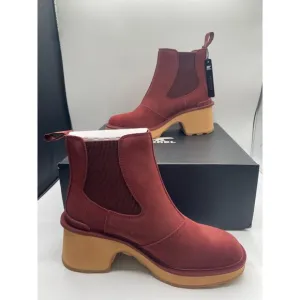 Sorel Women's Brown Hi Line Heel Round Toe Slip On Chelsea Boots NWB