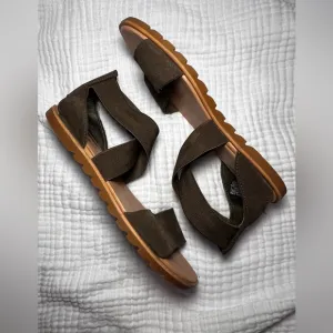 Sorel Women’s Ella ll Flat Sandals. Size 6.5. Olive Green.