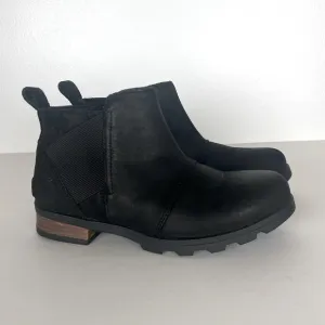 Sorel Women's Emelie Chelsea Ankle Boots Size 6 Color Black Waterproof Slip On