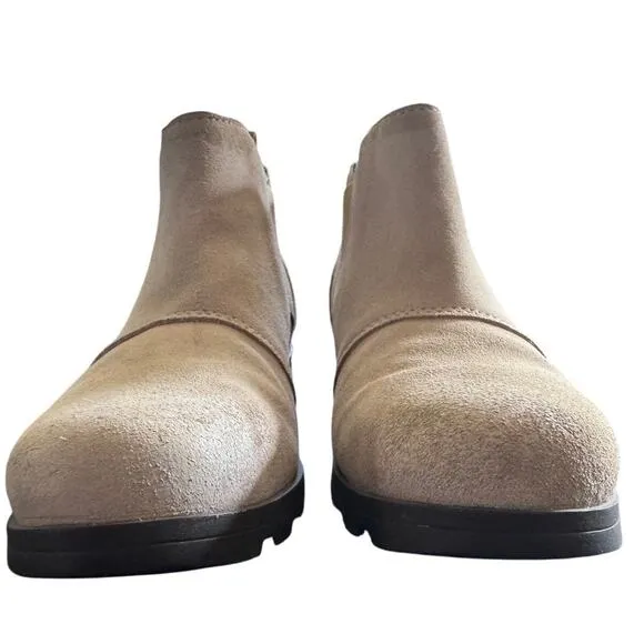 Sorel Women’s Emelie Chelsea Oatmeal Ankle Pull On Booties Boots Lug Sole Size 9