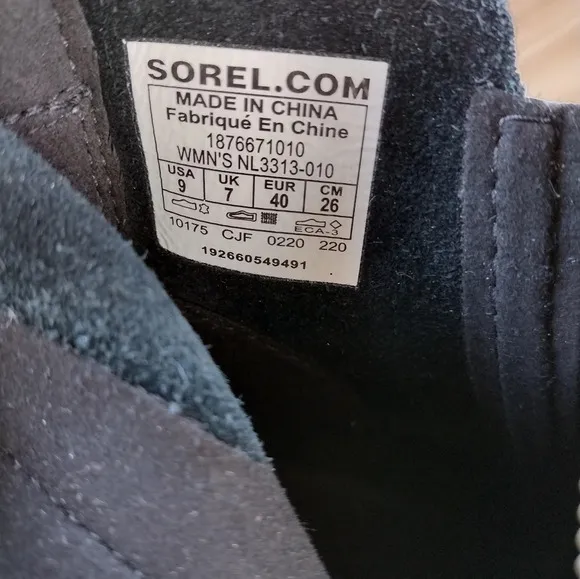 Sorel Women’s Evie, Black Suede Wedge Zip-Up Booties Boots Size 9