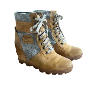 Sorel Women's Lexie Wedge Felt-Camel Brown Size 7