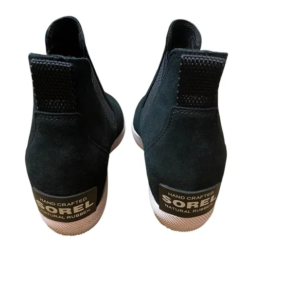Sorel Women’s Out N About Slip On Size 7 Black Suede Wedge Ankle Boots Leather