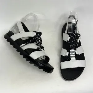 Sorel Roaming lace up women’s size 8.5 black vacation summer white sandals NEW