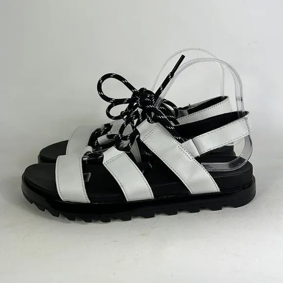 Sorel Roaming lace up women’s size 8.5 black vacation summer white sandals NEW